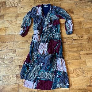 Anthropologie Porridge Virginia Patchwork Print Wrap Maxi Dress.